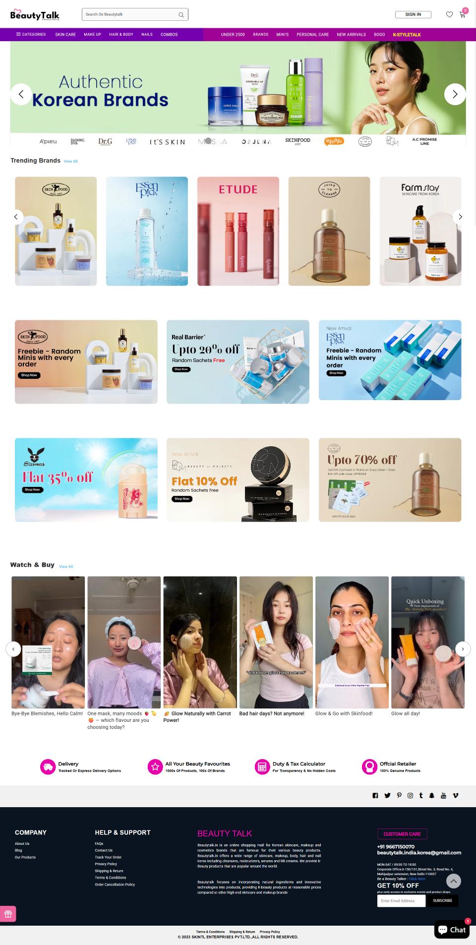 Beauty Talk – Online Beauty & Cosmetics eCommerce Website