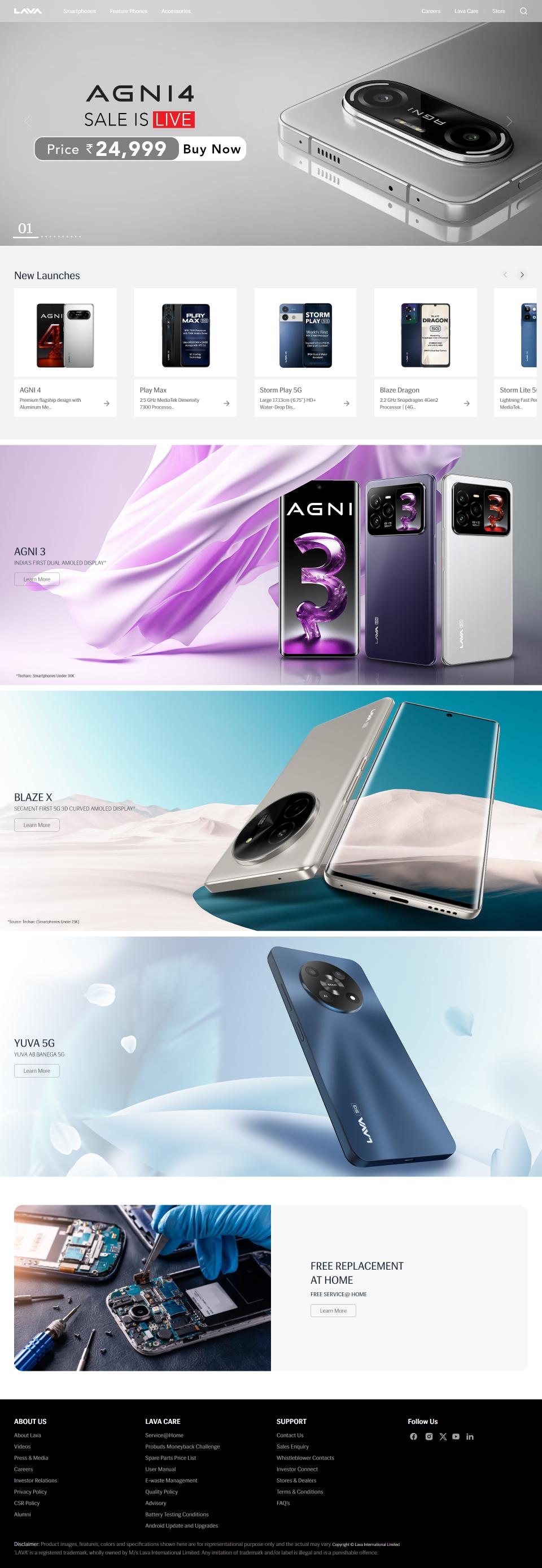 LAVA Mobiles – Smartphone Brand Corporate Website