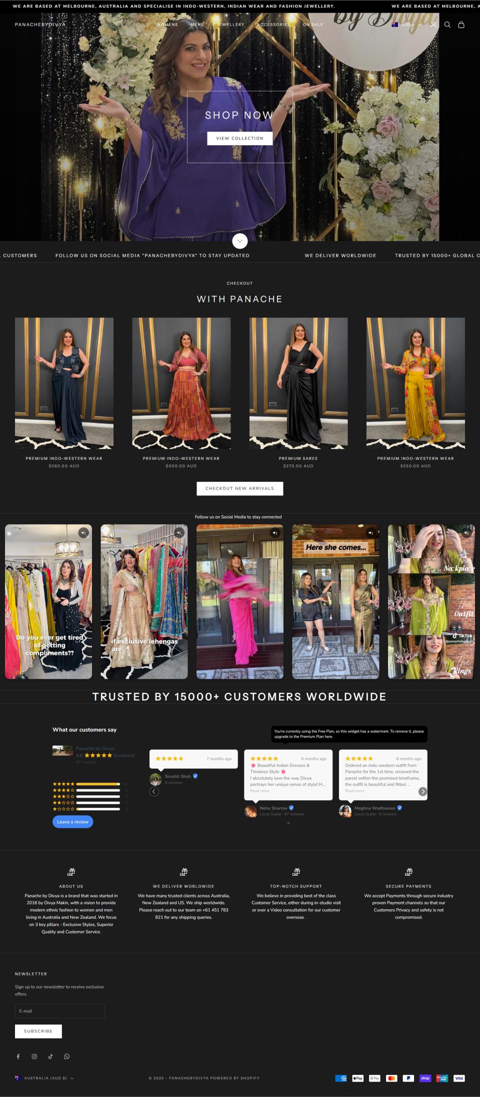 Panache by Divya – Indo-Western Fashion & Jewellery eCommerce Website